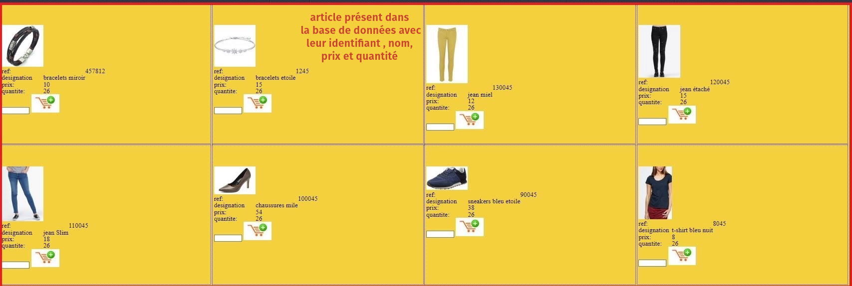 Capture d’écran d’une fiche produit du site e-commerce (prêt-à-porter)